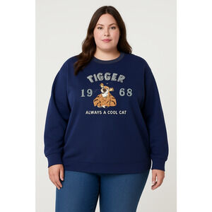 Disney Store Tigger Fleece Sweatshirt Adult XXL Blue Long Sleeve Vintage Stitch